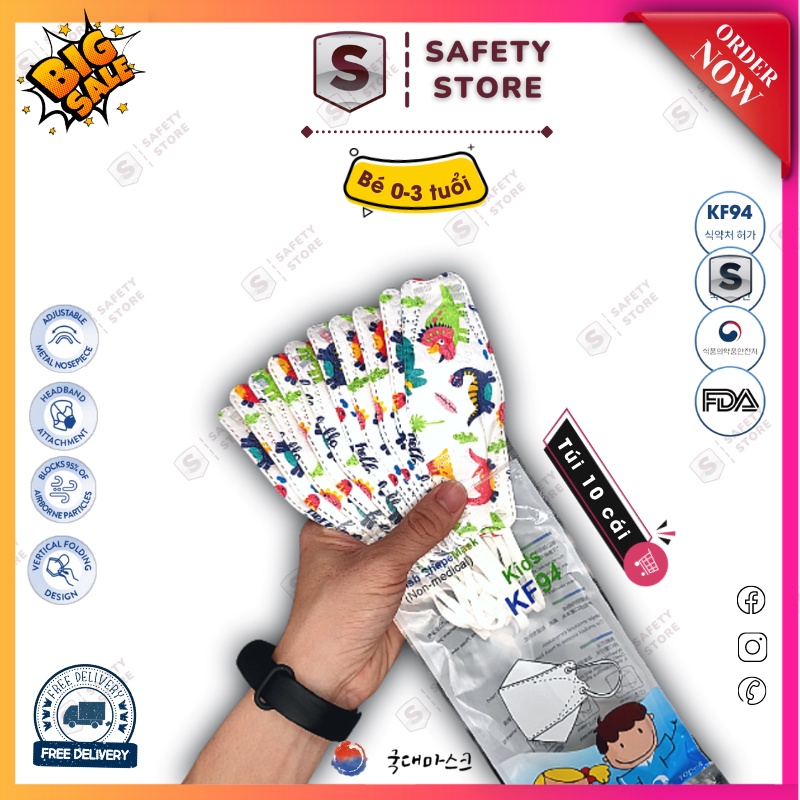 Khẩu trang cho bé KF94 - 4D chuẩn hàn quốc - Set 10 cái - Bao ZIP màu xịn sò