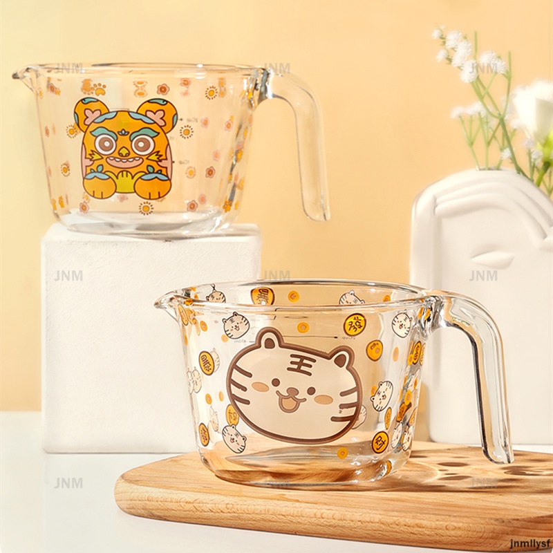 500ml Mô hình hổ dễ thương Lọc dầu thủy tinh Chậu dầu nhà bếp Có quy mô Chai đo dầu thủy tinh chịu nhiệt