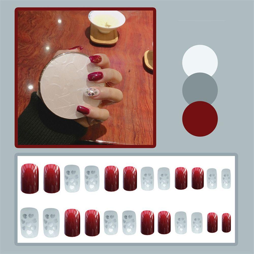 MIHAN1 Hộp 24 Móng Tay Giả Đầu Tròn / Vuông Che Phủ Toàn Diện