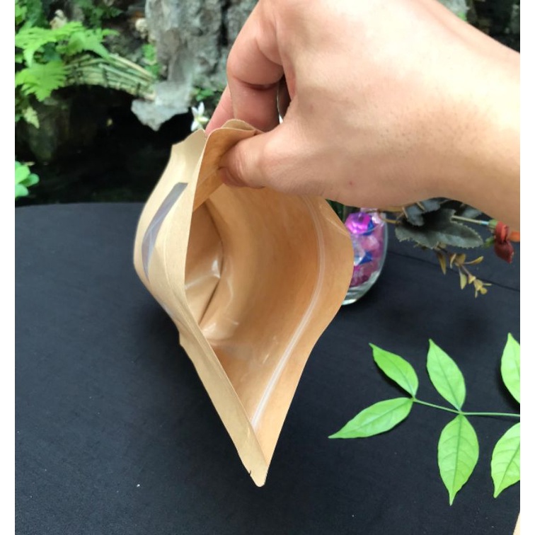 Túi zip giấy có cửa sổ / túi zip giấy kraft đựng thực phẩm (500g/1kg)