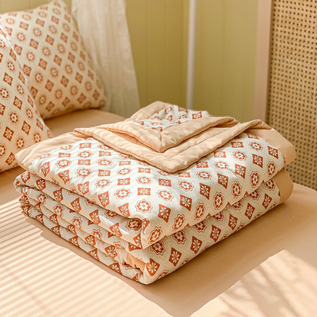 Sét cotton đũi họa tiết chăn hè trần cực hót, ga gối đũi cotton kèm vỏ ôm cùng mầu  _TN1