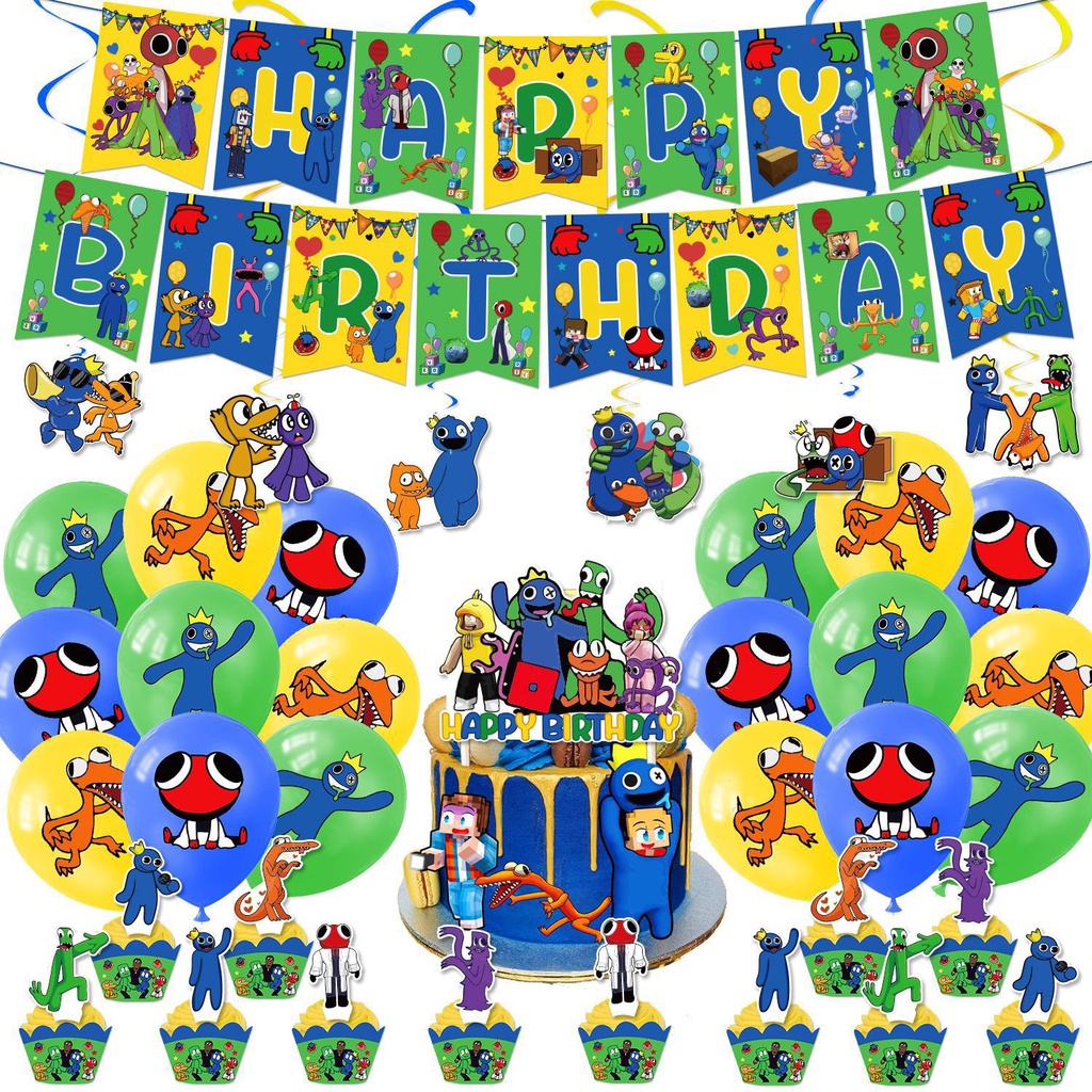suit Roblox Rainbow Friends Theme Party Decoration Supplies Banner Cake Topper Balloons Kids Birthday