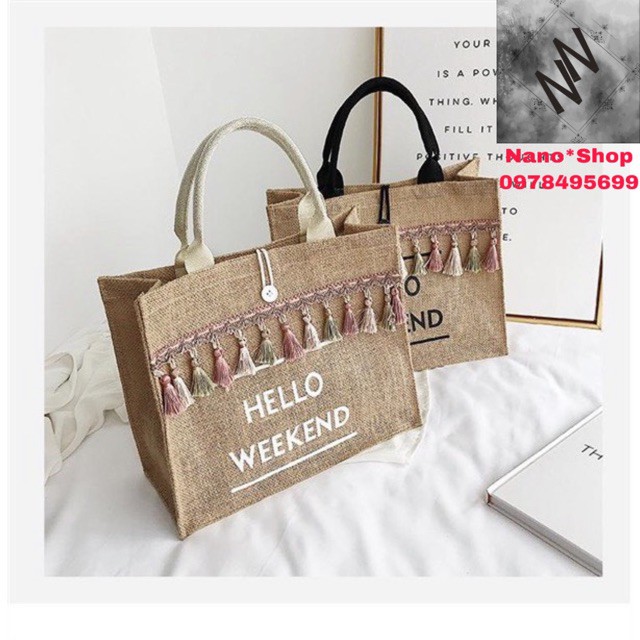 Túi Cói Đi Biển❤️Freeship❤️Túi Cõi Đi Du Lịch Hello Weekend Mẫu Mới Siêu Hot 2021