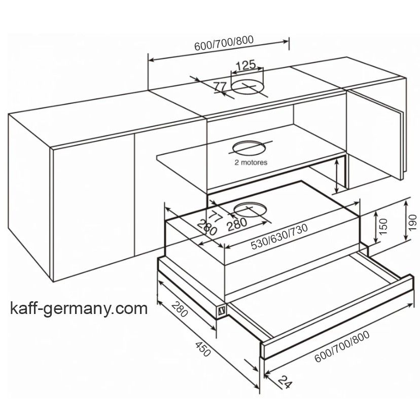 Máy hút mùi âm tủ KAFF KF-TL80H  80 CM