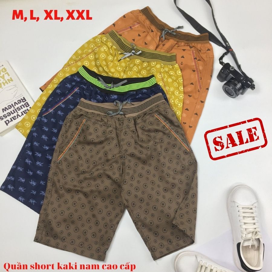 Quần Kaki nam dáng ngắn trên gối cạp chun cao cấp, 4 túi, có khóa kéo an toàn, Giặt máy thoải mái, Bền bỉ