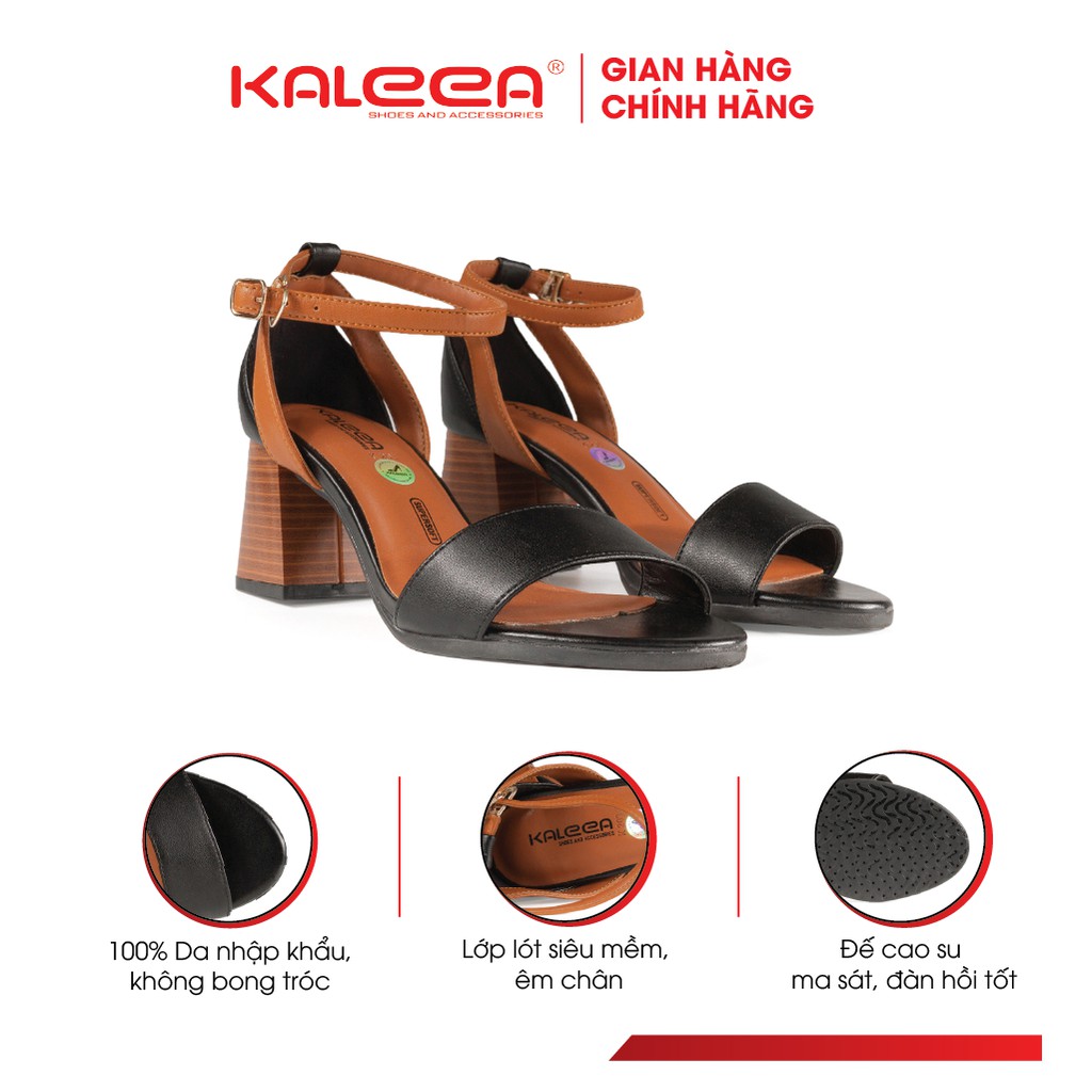 Giày Sandal Nữ Đế Cao Gót Vuông Bít Gót Cao 6p Đế Cao Su KALEEA - K203