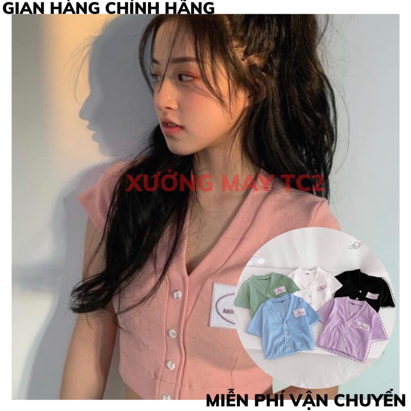 Áo croptop nữ khuy cài  áo cardigan cộc tay ôm body sexy tôn dáng phong cách ulzzang hàn quốc XƯỞNG MAY TC2