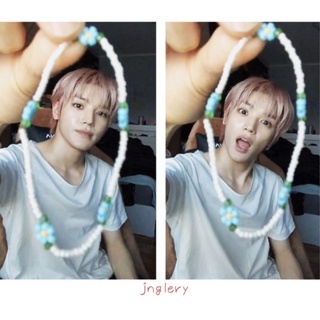 Vòng Đeo Tay Taeyong NCT Vòng Tay Chuỗi Hạt Hình Hoa Màu Trắng Xanh