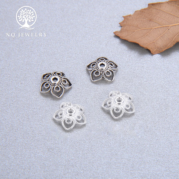 Charm bạc chụp hạt hoa 5 cánh - NQ Jewelry