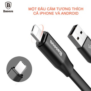 Cáp Baseus 2 trong 1 - Một đầu cắm cho cả iPhone lẫn Android (Micro USB)
