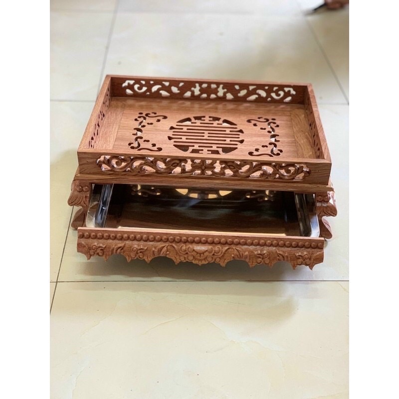 Khay trà nguyên khối gỗ cao cấp