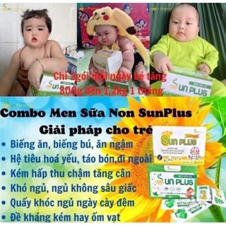 Sữa non sunplus + men hữu cơ sunplus hết táo bón ốm vặt biếng ăn tăng sức đề kháng.