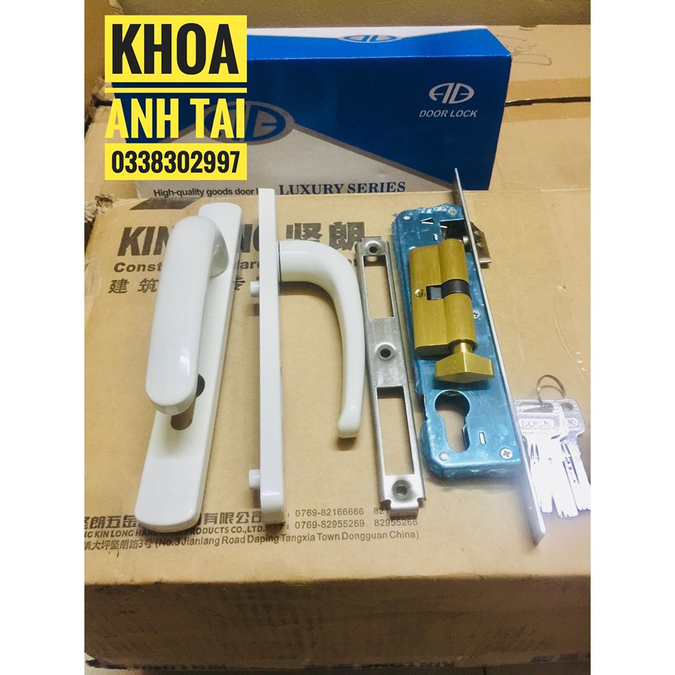 Khoá tay gạt cửa nhôm AG lắp hệ Việt Pháp 4500, hệ PMA, hệ 55, hệ 700, hệ 1000, sắt hộp 3x6, hộp 4x8