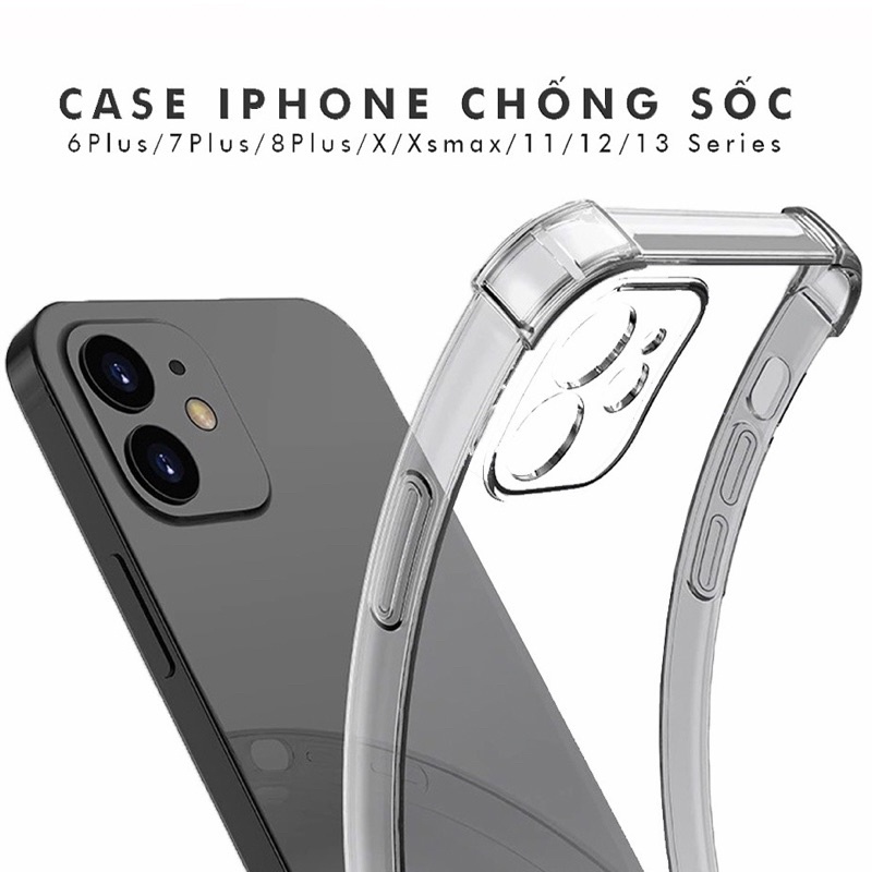 ỐP CHỐNG SỐC TRONG SUỐT SILICON -LOẠI CAO CẤP DÀNH CHO IPHONE - CHỐNG SỐC 4 CẠNH TỐT NHẤT FULL MÃ 6 ĐẾN 15PROMAX