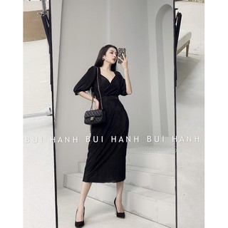 Váy lụa maxi thiết kế cổ V