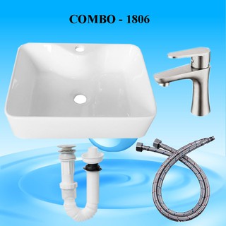 Combo chậu rửa mặt + vòi rửa nóng lạnh COMBO-1806