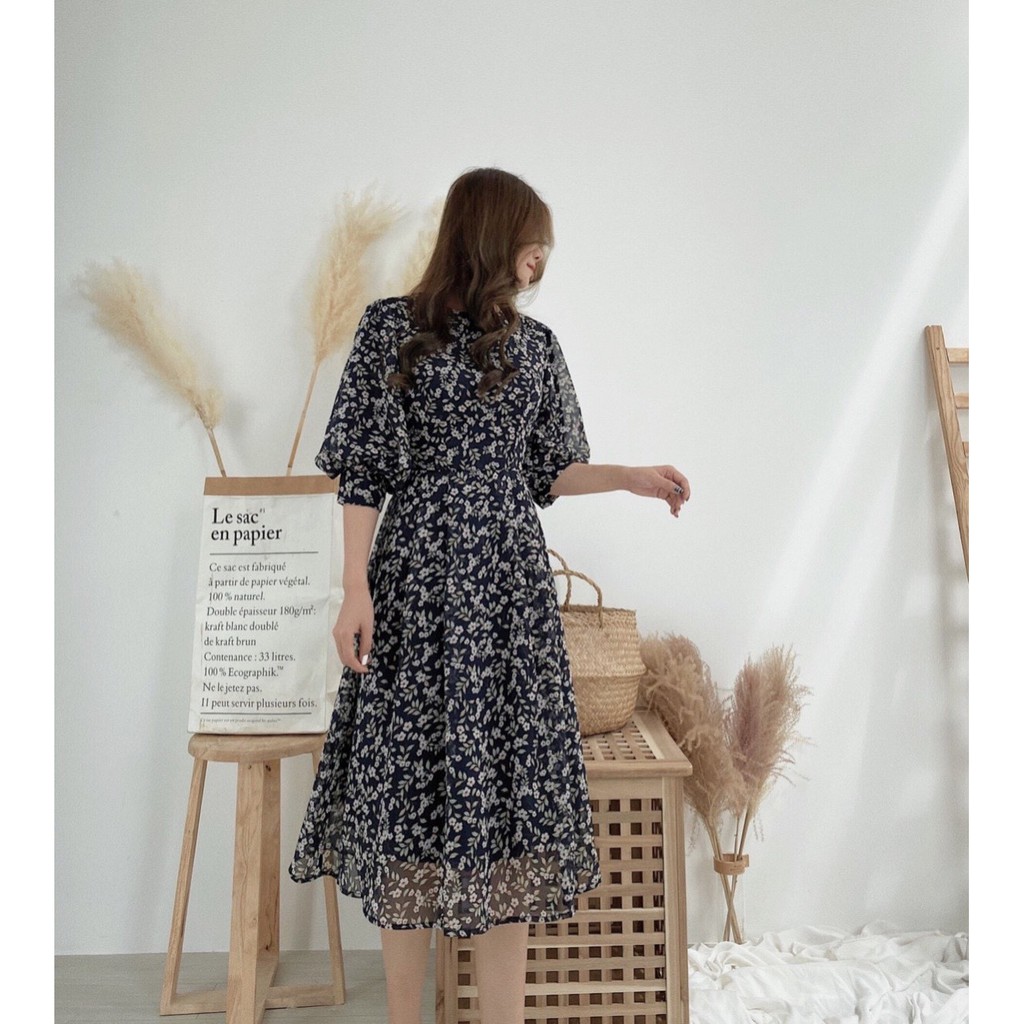 ĐẦM HOA VOAN TẾT TAY PHỒNG TO DÁNG DÀI -hình thật shop chụp | BigBuy360 - bigbuy360.vn