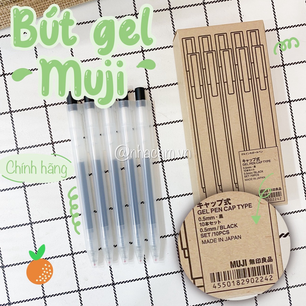 Bút Gel Muji Bấm Mau Khô Chính Hãng Nhà Cam (Pick Store, Có Bill)