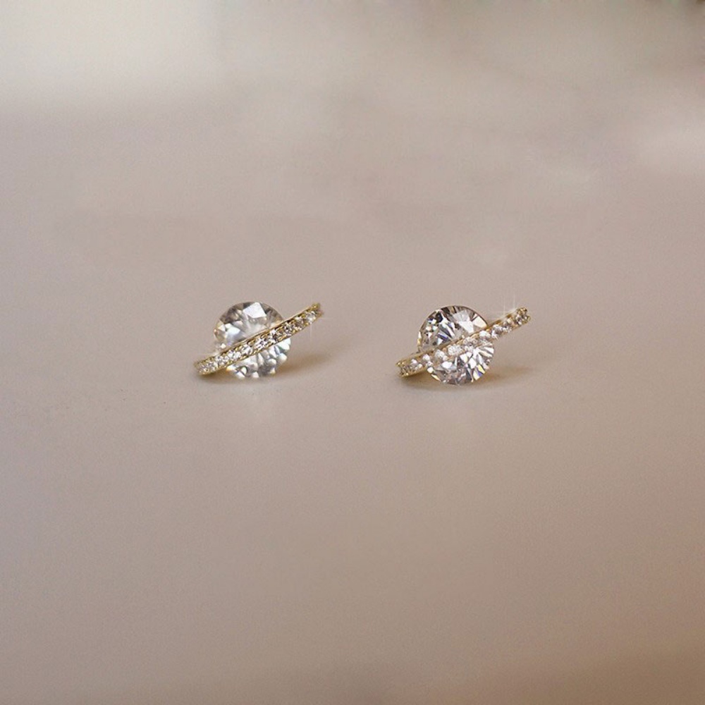 Bông Tai Mạ Vàng / Bạc 925 Đính Đá Zircon Đơn Giản Thời Trang Hàn Quốc Cho Nữ