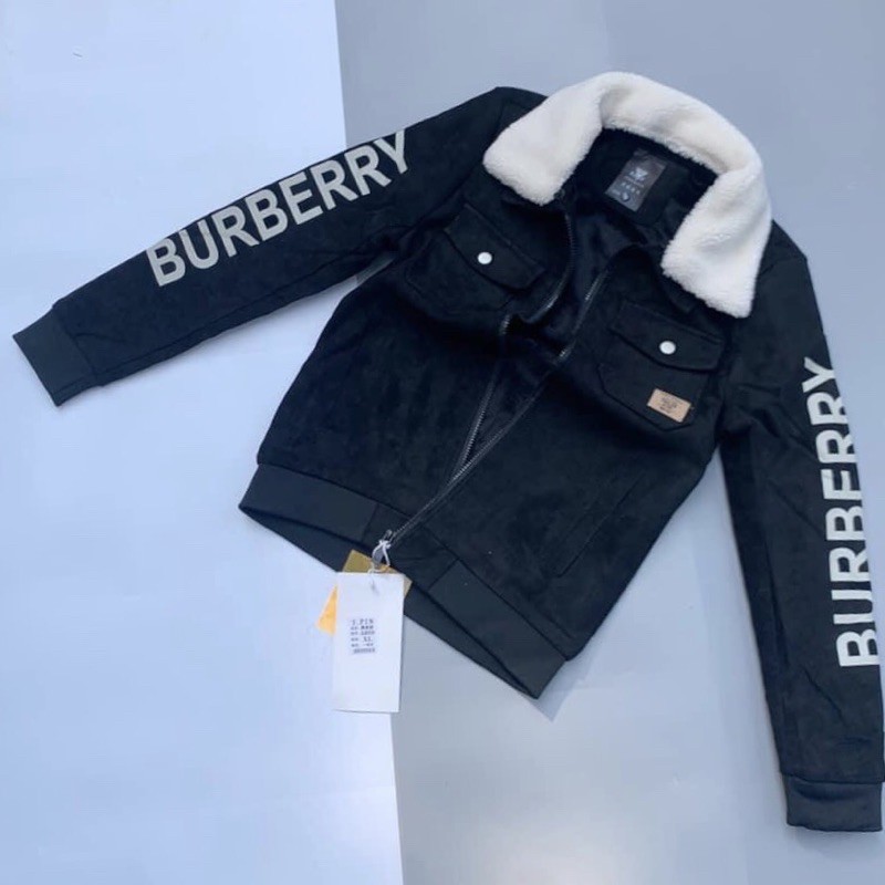 Áo khoác Burberry da lộn lót lông - Cổ lông tháo rời - Áo khoác nam | BigBuy360 - bigbuy360.vn