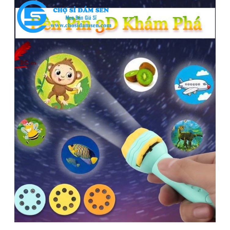 Đèn pin hoạt hinh. Đèn pin chiếu hình ảnh động vật ,siêu nhân hoạt hình cho bé - Đồ chơi học tập và giải trí G302-Denpin