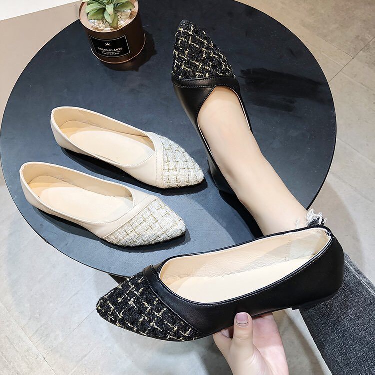 Giày bệt búp bê nữ phối dạ xinh xắn Hàng Quảng Châu cao cấp CC10