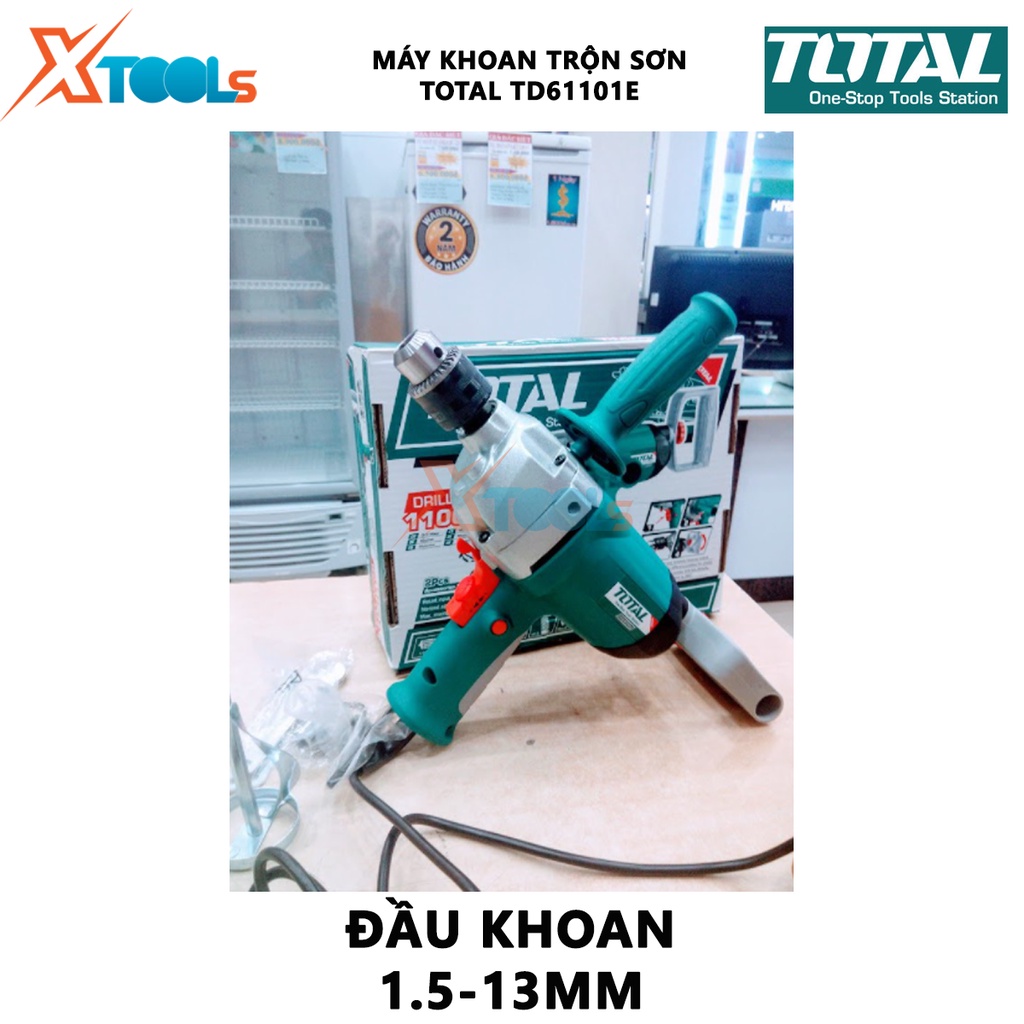 Máy khoan trộn sơn TOTAL TD61101E | máy khoan và trộn sơn Công suất: 1100W, giúp khoan vật liệu và khuấy sơn hiệu quả hơ