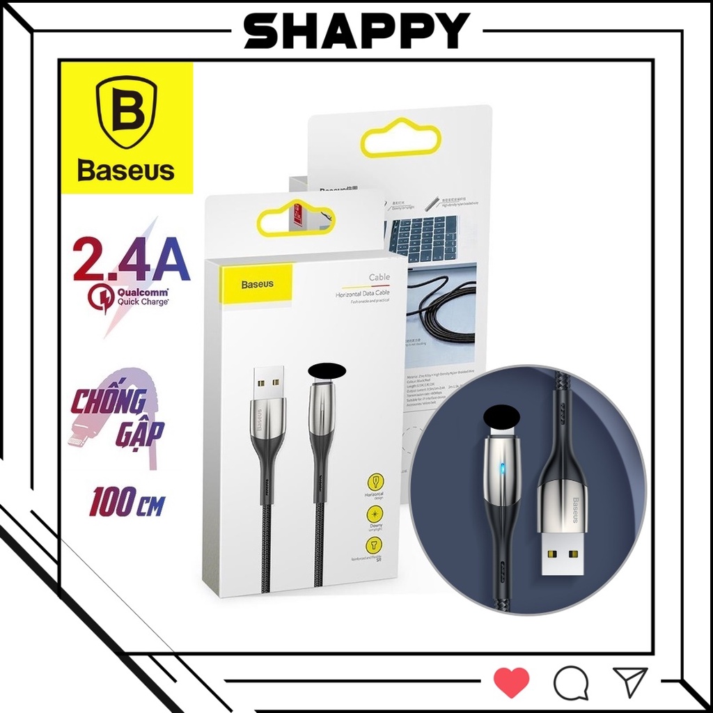Dây Sạc Baseus Báo Đèn LED Cổng IPhone Hỗ Trợ Sạc Nhanh & Truyền Dữ Liệu - Bảo Hành 06 Tháng