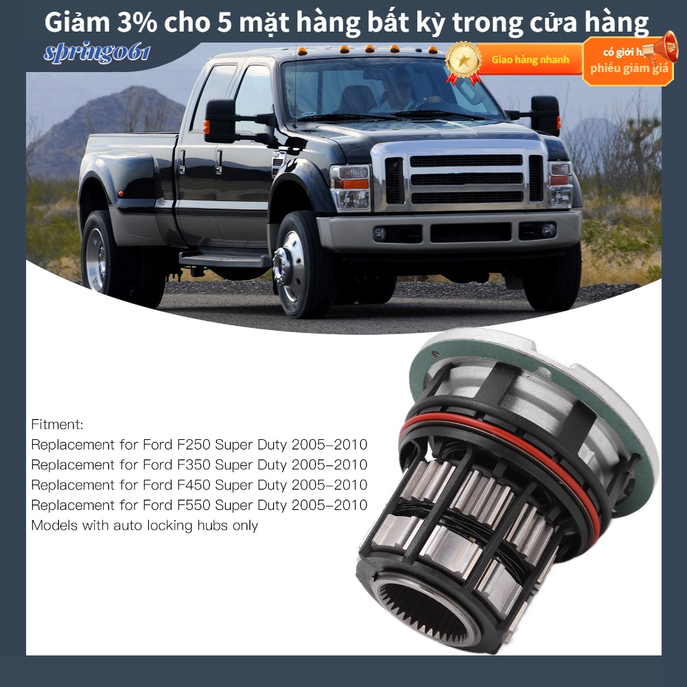 Spring061 4WD 4x4 Cụm khóa trung tâm bánh trước AC3Z3B396A Thay thế cho Ford F250 F350 F450 F550 Super Duty 2005‑2010