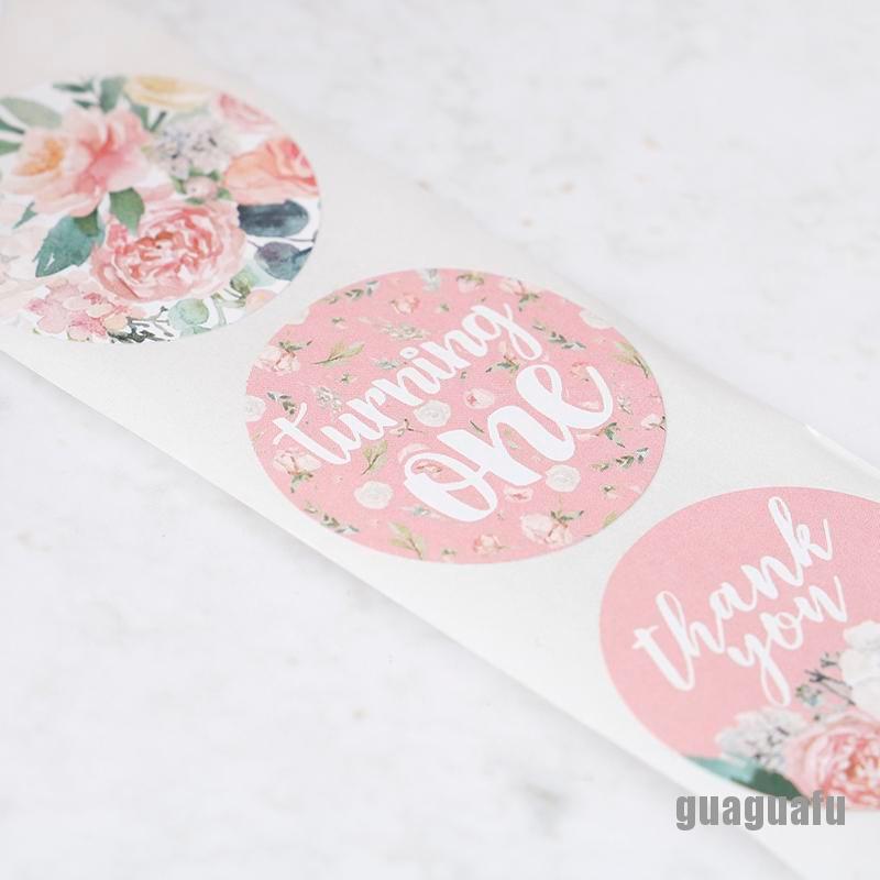 1 Cuộn 500 Nhãn Dán Thank You Họa Tiết Hoa Trang Trí Tiệc Cưới