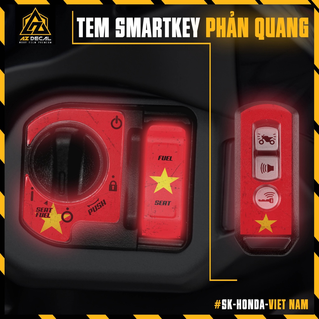 Decal Dán Smartkey Honda SH, Vision, Vario, Airblade, Winner X,... | SK-HONDA-VIETNAM | Tem Phản Quang Khóa Thông Minh