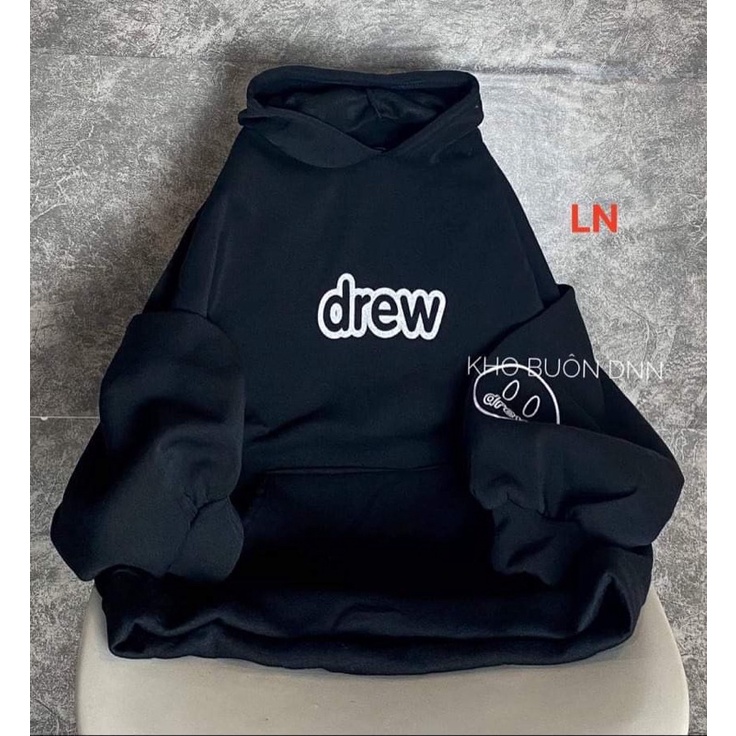 Áo hoodie chữ Drew mặt cười in tay DA6