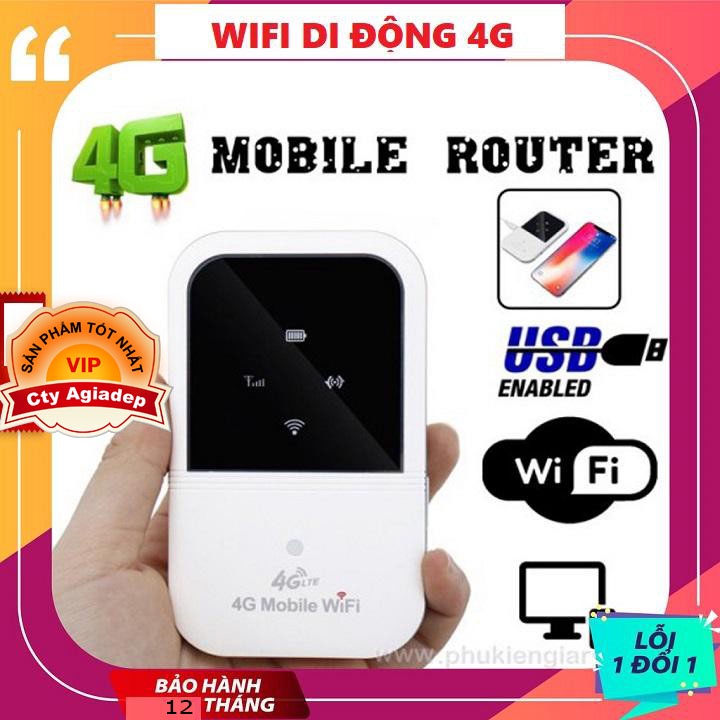 Bộ phát sóng wifi 4G từ sim- Cục phát wifi mini cầm tay -Phát wifi 4G AGD LTE Hàng hiệu ,tốc độ cực cao 150 Mbps