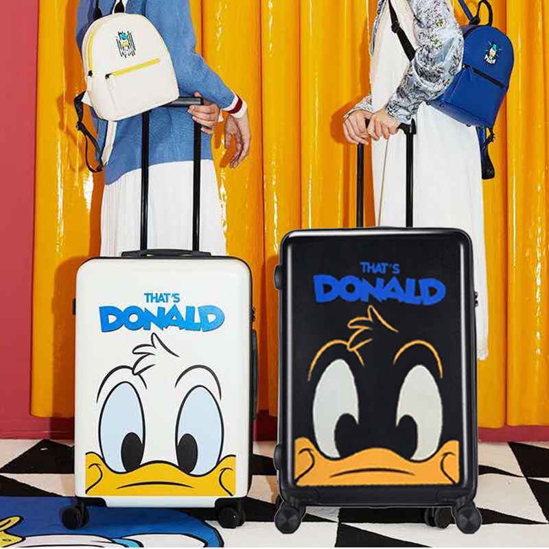 KVịt Donald vali nữ sinh dễ thương hoạt hình trường hợp xe đẩy du lịch sức chứa lớn bánh phổ thông hộp mật khẩu nam