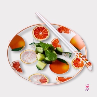 Đĩa Gốm Sứ Tròn Họa Tiết Hình Hoa Quả Ấm Gift & Decor Sử Dụng Được Trong Lò Vi Sóng