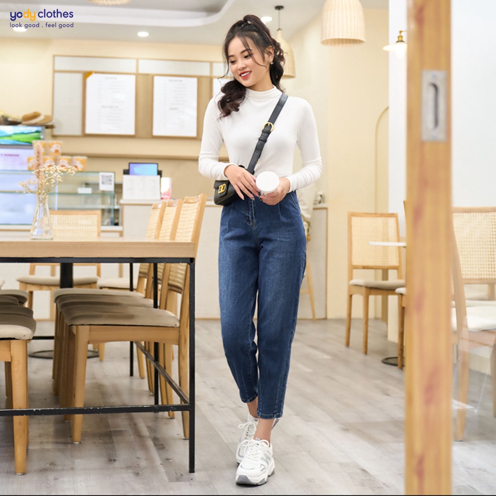 Quần jean nữ baggy YODY lưng cao chất jean cotton cao cấp, mềm mại QJN3106