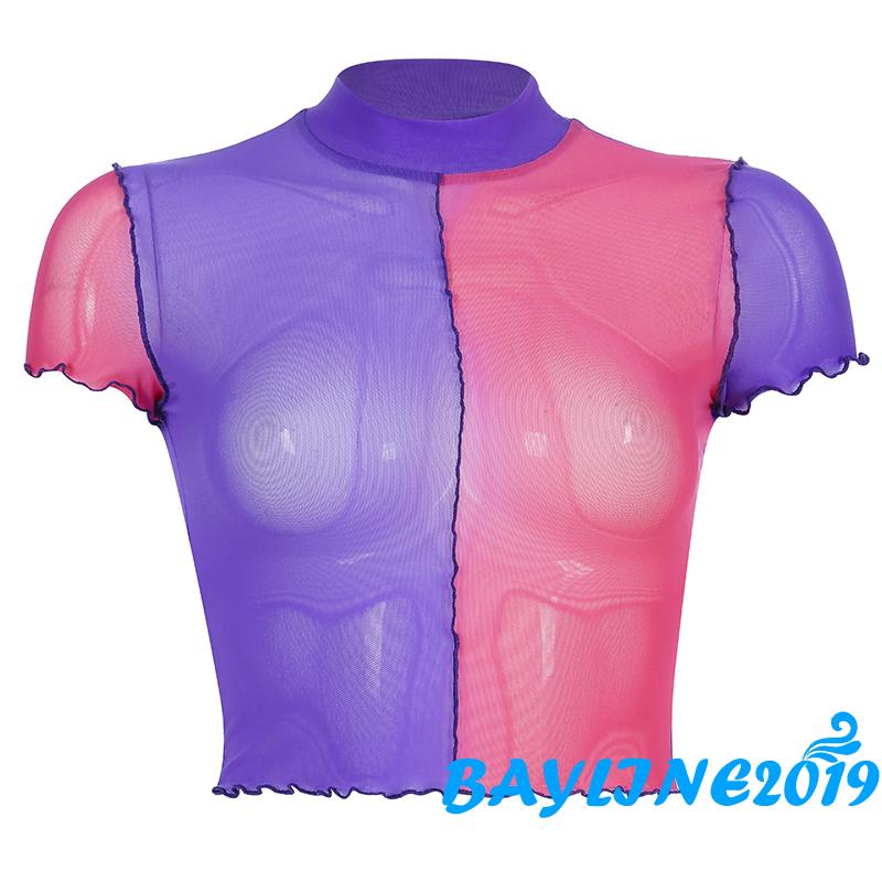 Áo Croptop Ngắn Tay Màu Trơn Đơn Giản Cho Nữ