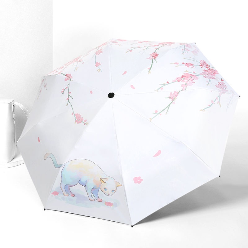 Chống nắng chống tia cực tím ô vẽ tay minh họa gió ba lần vinyl chống nắng ô chống nắng mèo