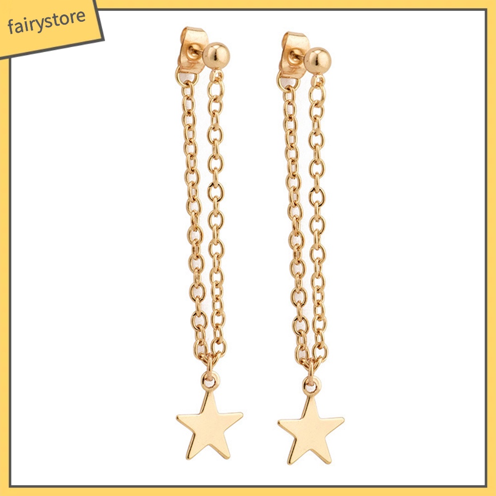 Khuyên Tai Dáng Dài Hình Ngôi Sao Năm Cánh Thời Trang Cho Nữ