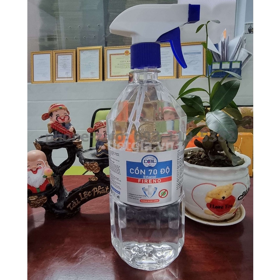 CỒN ETHANOL 70/90 ĐỘ CTY DƯỢC BẠC LIÊU, CHAI 1 LÍT VÒI XỊT