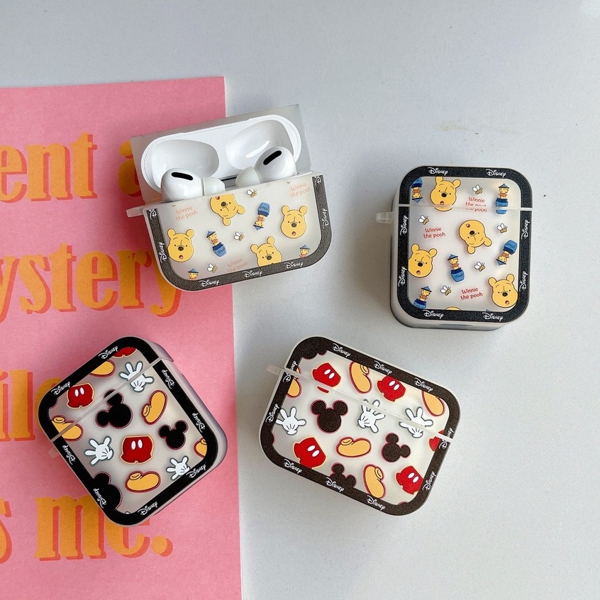 Vỏ Bảo Vệ Hộp Sạc Tai Nghe compatible AirPods Pro/compatible AirPods2 Gen Hình Vuông Họa Tiết Mickey Minnie Và Minnie 2021
