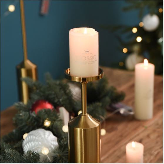 Bộ set 3 chân đế nến kim loại màu đồng trang trí decor bàn ăn nhà cửa (trang trí giáng sinh noel)