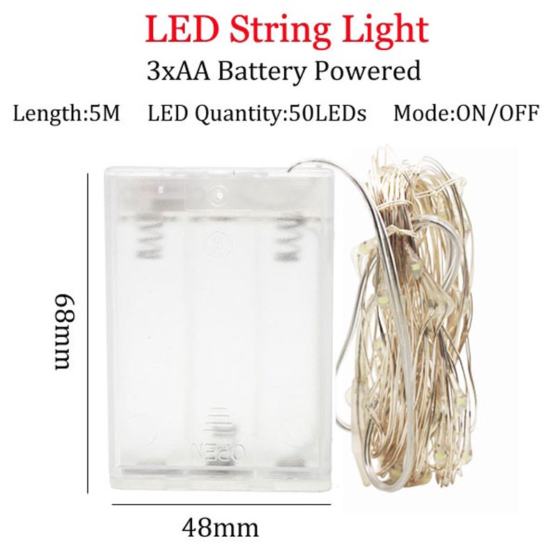Dây Đèn Led Trang Trí Giáng Sinh Chạy Pin 10M 5M 3M 2M