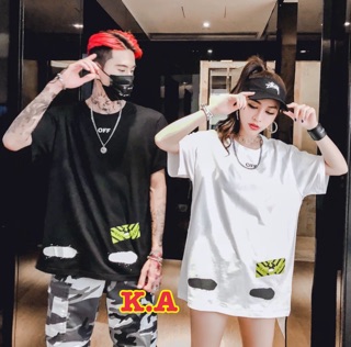 Áo thun tay lỡ unisex O WHITE