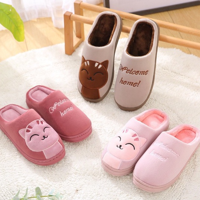 Dép Bông Đi Trong Nhà Cực Êm, Dép Mèo Bông Form Nhỏ Các Bạn Đặt Tăng 1 Size Nhé DP97