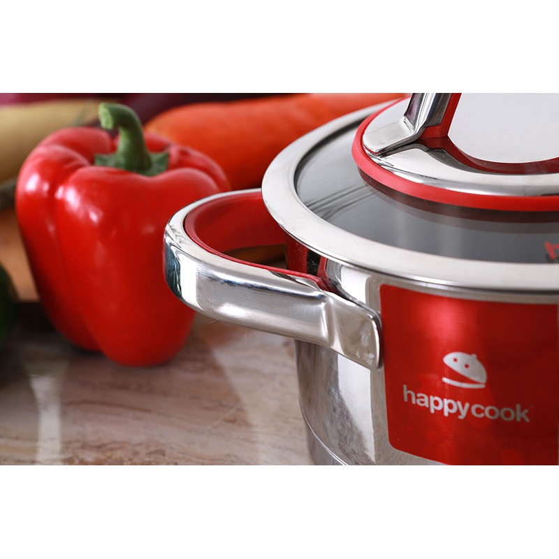 Nồi inox cao cấp 3 đáy nắp kiếng Happy Cook Aries 16 cm HC-16AR