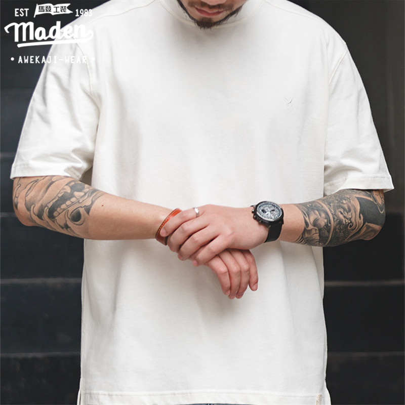 Áo thun MADEN bằng cotton thêu chữ phong cách trẻ trung cá tính 6 màu tùy chọn cao cấp cho nam