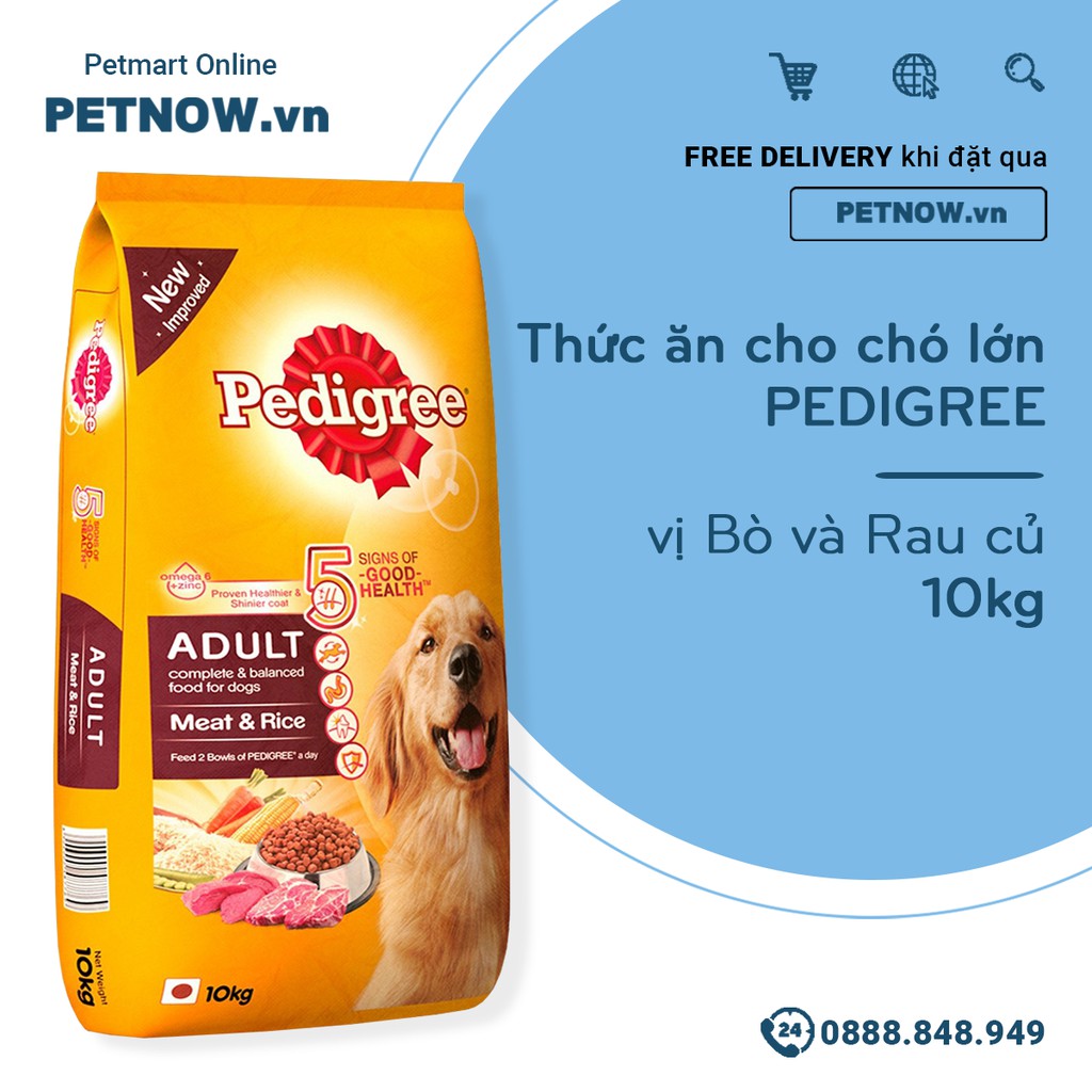 Thức ăn cho chó lớn PEDIGREE 10kg - vị Bò và Rau củ