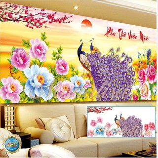Tranh đính đá phu thê viên mãn y8134 120x60cm