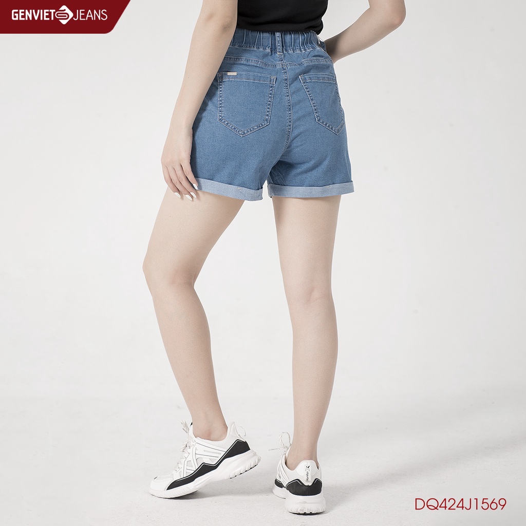 Quần Short Jeans Nữ Xắn Gấu DQ424J1569 GENVIET